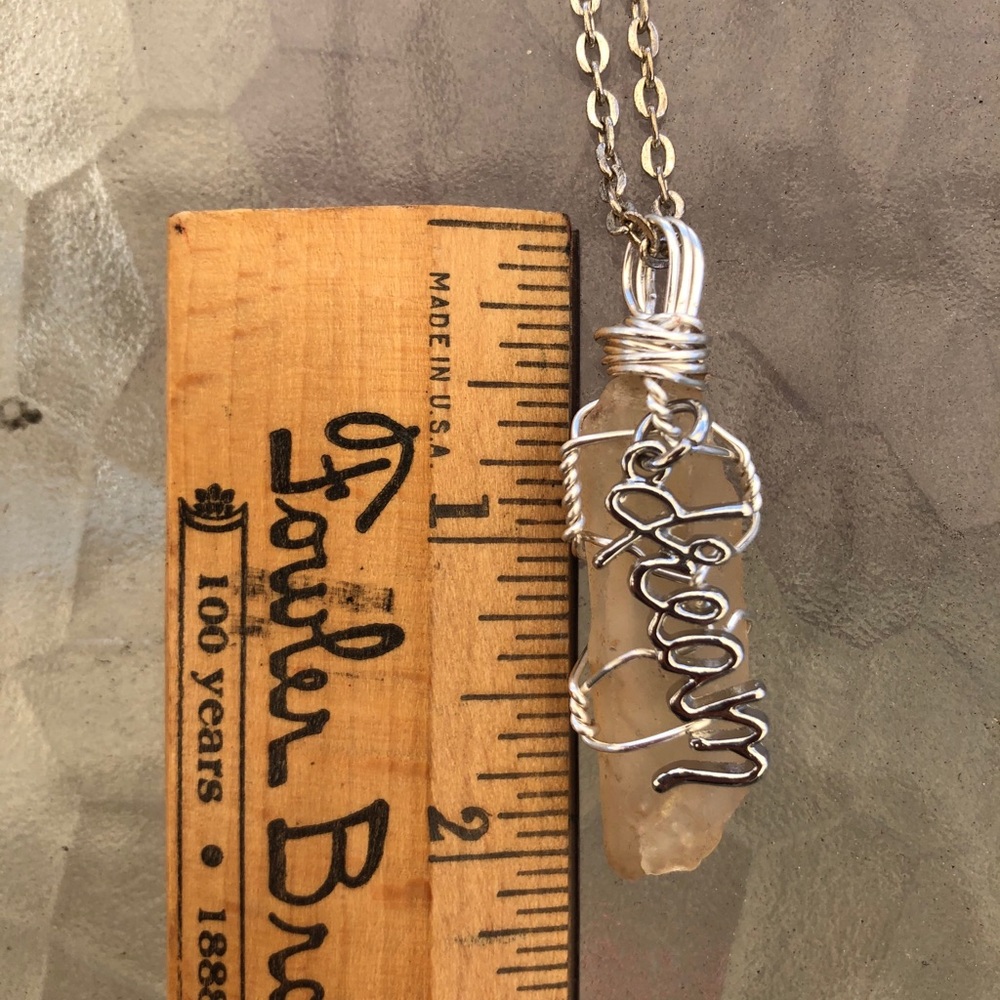 Healing Crystal Quartz Wire wrapped boho Necklace - Picture 3 of 4